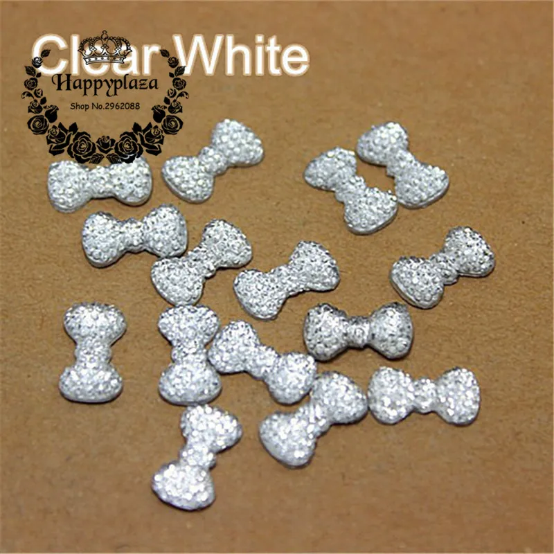 200pcs  Mix Colors Bling Resin Rhinestone Small Bow Flatback Cabochon DIY Craft Accessories,12*7mm