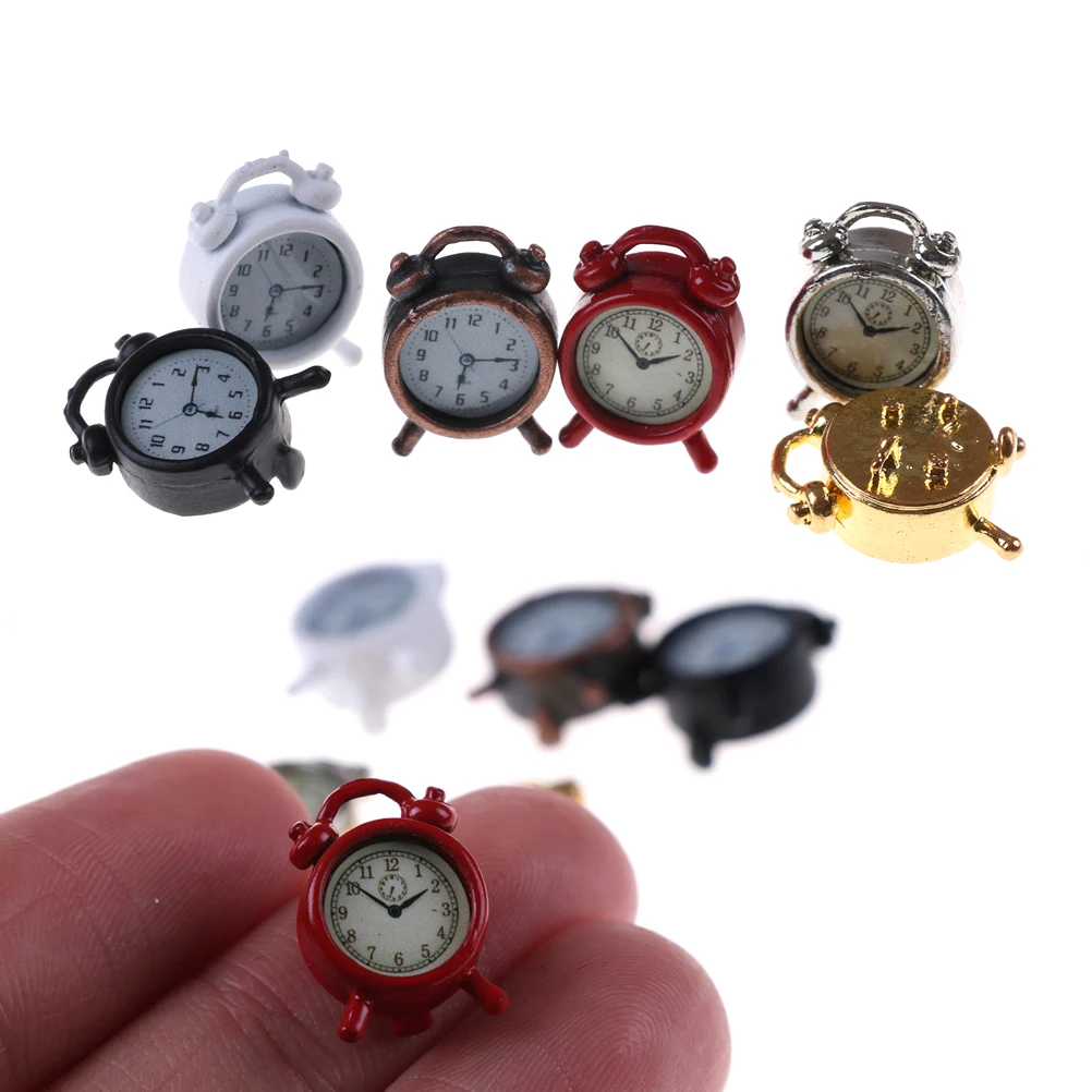 

1PC 6 Colors 1:12 Scale Alarm Clock Doll Kitchen Living Room Miniature Dollhouse Mini Home Decoration Toy