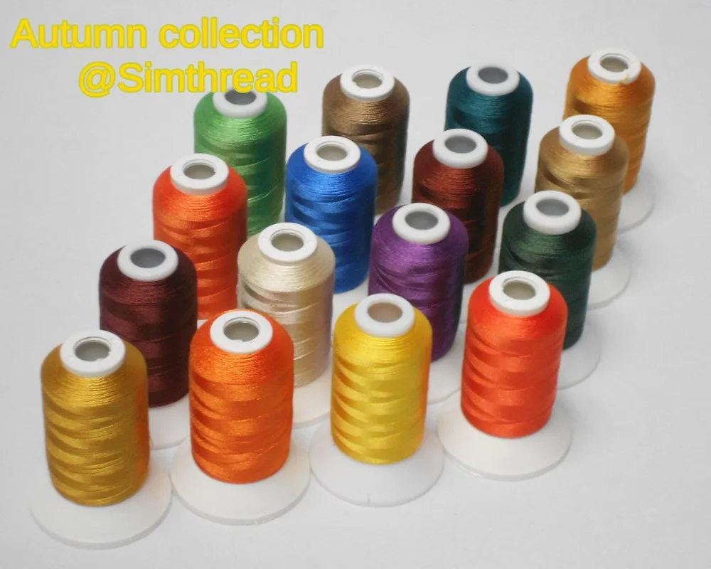 

Simthread 16 assorted Colors Spring Summer Autumn Winter season set Brother Colors Polyester Machine Embroidery Thread 1100Y ea