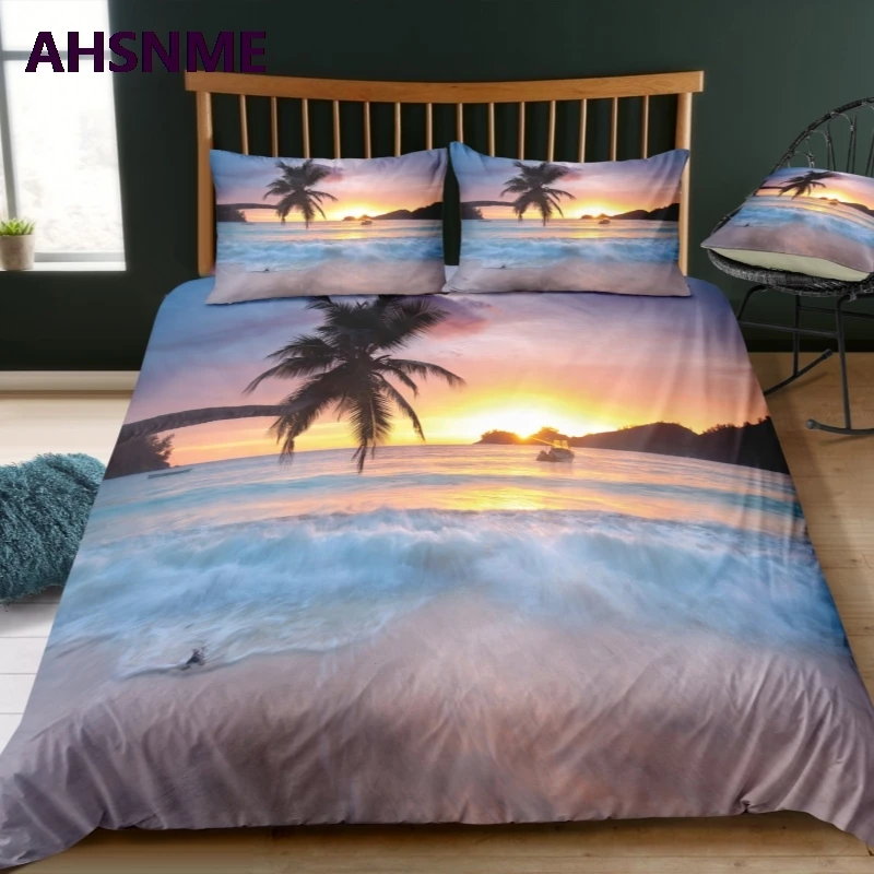 AHSNME Summer Features Quilt cover Set Summer seaside cool scenery Bedding Set can photo Customized King Bed Set