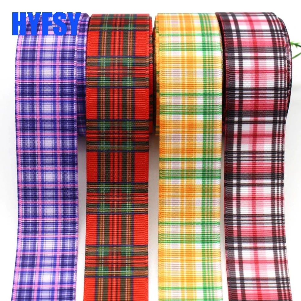 10 Yards 25MM 38MM Lattice Ribbon DIY Handcrafted Materials Bows Sewing Fabric Gift package Grosgrain Ribbons Plaid
