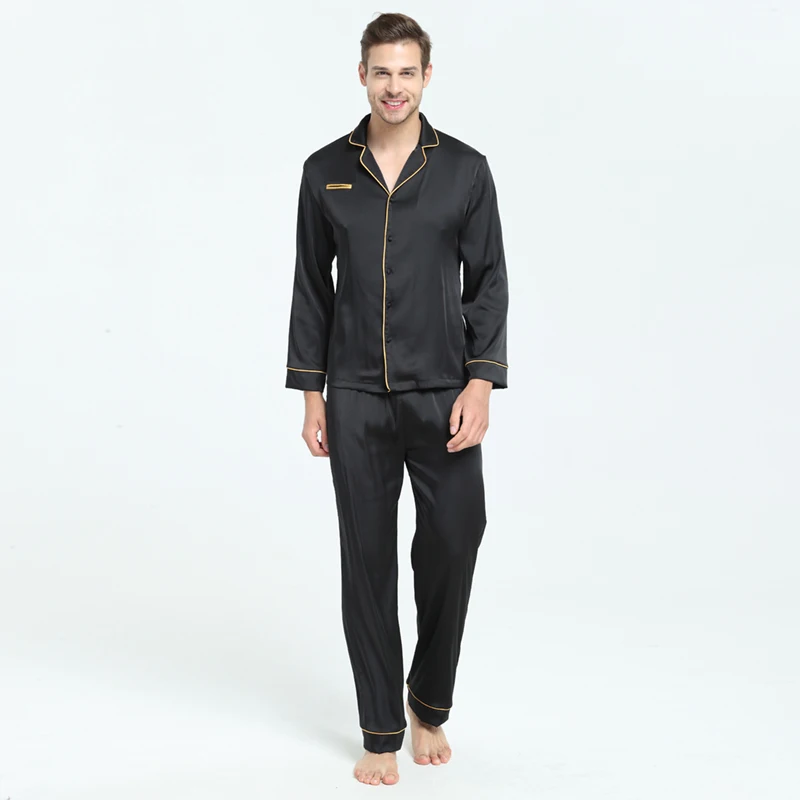 Mens Silky Satin Pajama Sets with Long Pants  Sleepwear Home Wear Loungewear for Men