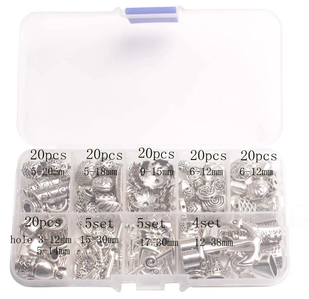 

Whole Sales One Box/134PCS Mixed Lots Bail Spacer Bead Cap Cord End Clasps Toggle Ect Jewelry Makings Findings