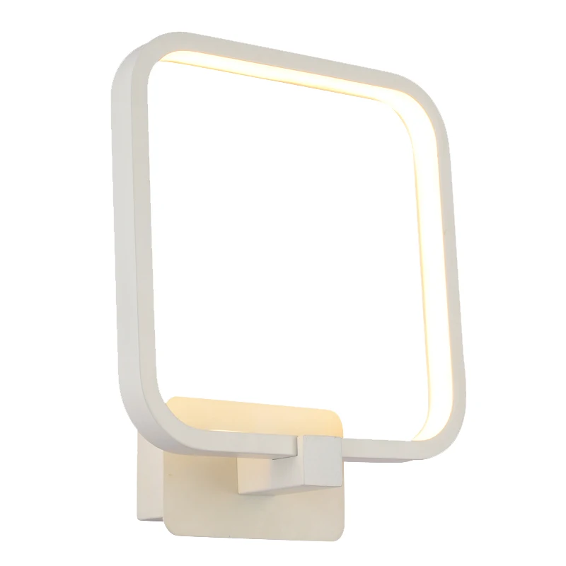 

Modern 15W LED Bedroom Wall Light Square White Aluminum Frame Mirror Front Wall Sconce Creative Stair Corridor Bathroom Wall Lig
