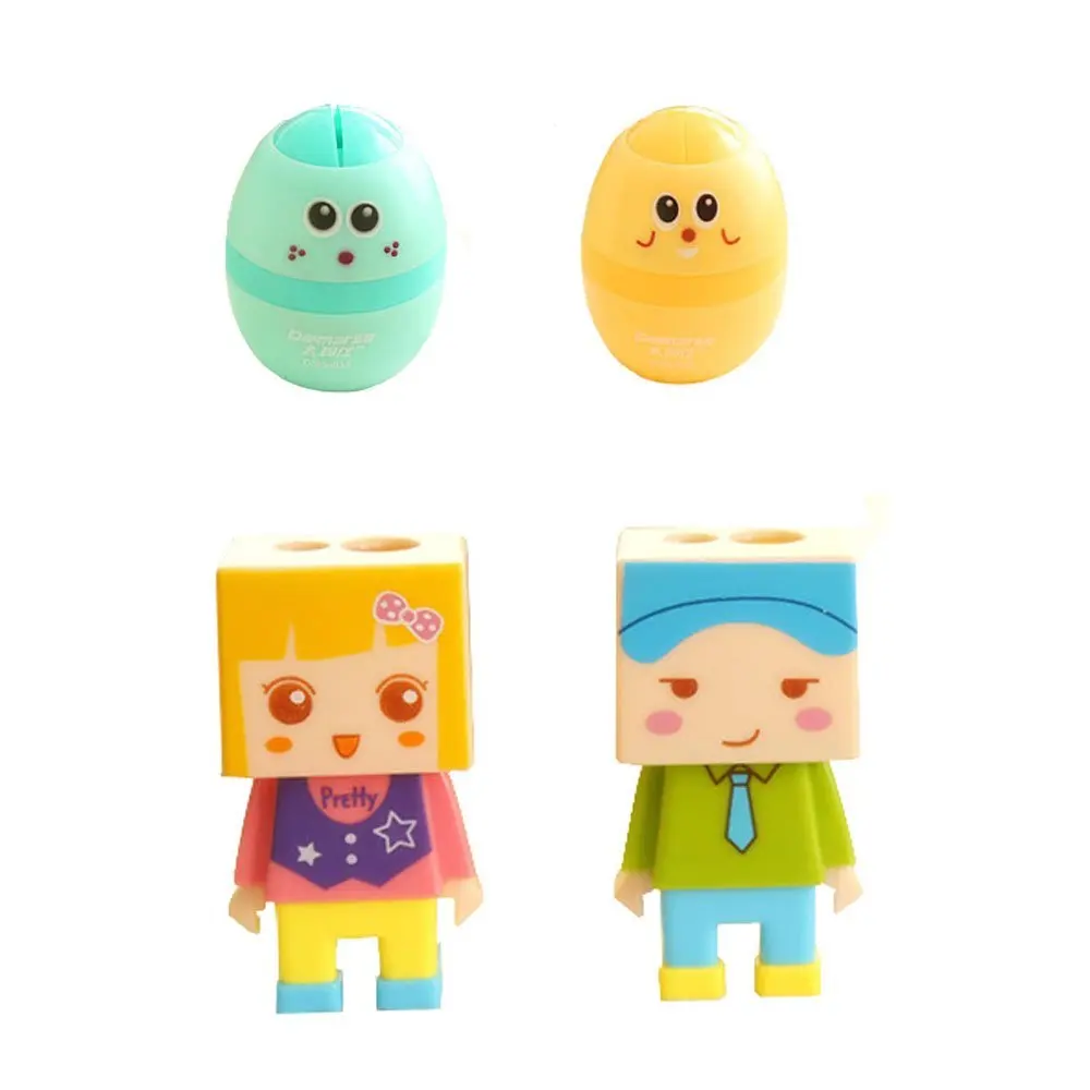 XRHYY Pack of 4-2 Egg Style and 2 Character Style Pencil Sharpener