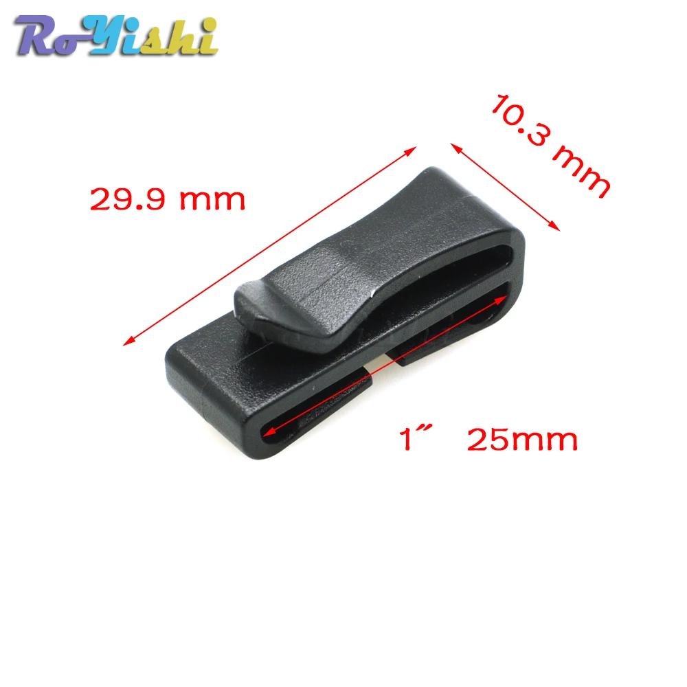 10 pz/pacco cursore per Clip con fibbia a scorrimento rapido nero per Molle zaino tattico cinghia di regolazione fettuccia 20/25/32/38/49mm