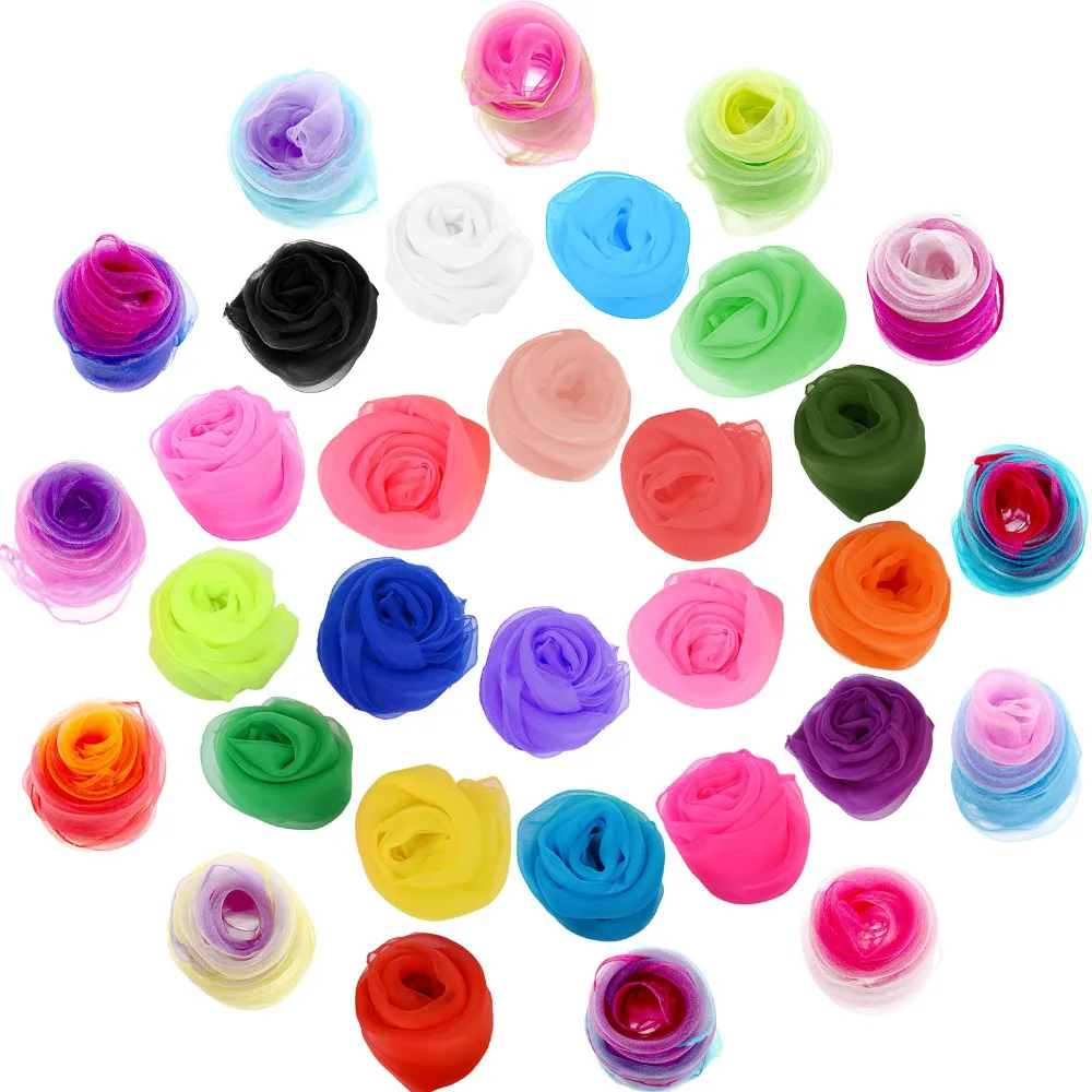 Woman And Girl Lovely Mulit Colours Fashion Plain Square Chiffon neck Scarf Head Scarves For Halloween Costume Party Dress Up