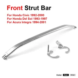 Front Strut Bar Black for Honda 92-00 Civic EG EK/93-97 Del Sol/94-01 Integra DC2 Front Upper Strut Brace Bar