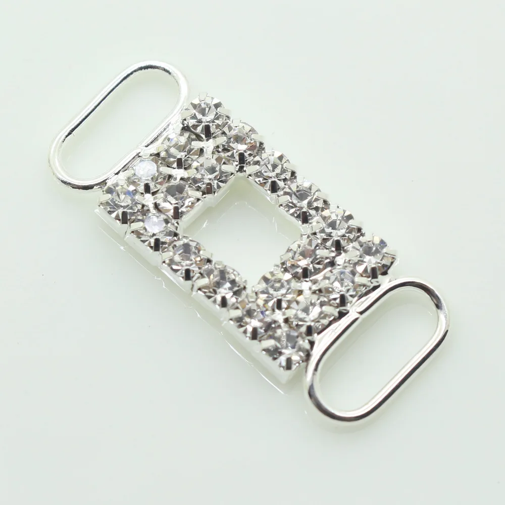 Silver Rhinestone Bikini Buckle Sew-on Swimwear Bikini Connector Bag Shoes Clothing Buckle Crystal Beachwear New 10x30mm, 10 Pcs