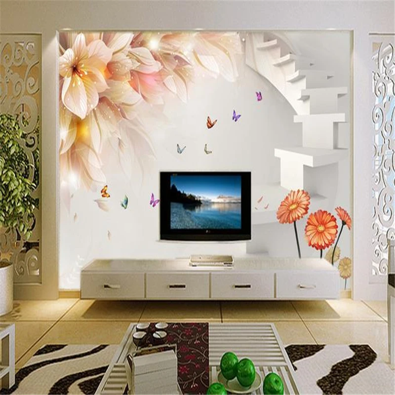 

beibehang 3d stereoscopic wallpaper Customize size High Quickly HD mural wallpaper wall paper lily flower papel de parede