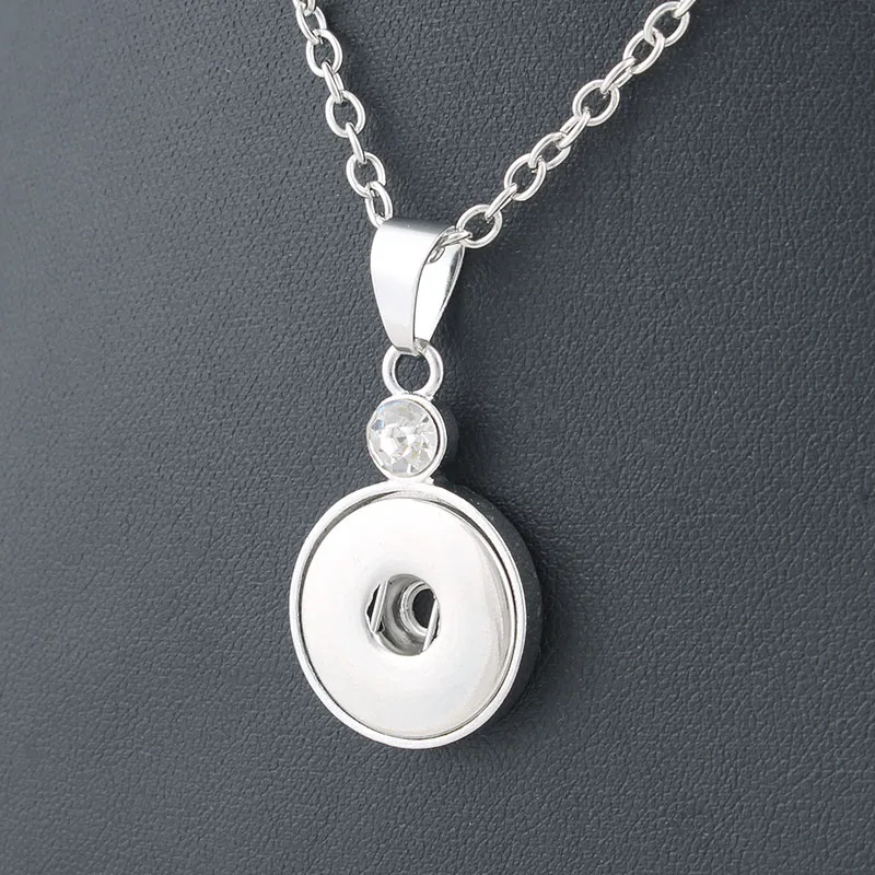 Classic Round alloy 18mm xinnver snap button crystal necklace & pendant jewelry with Bead chain woman DIY jewelry ZG041