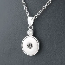 Classic Round alloy 18mm xinnver snap button crystal necklace & pendant jewelry with Bead chain woman DIY jewelry ZG041