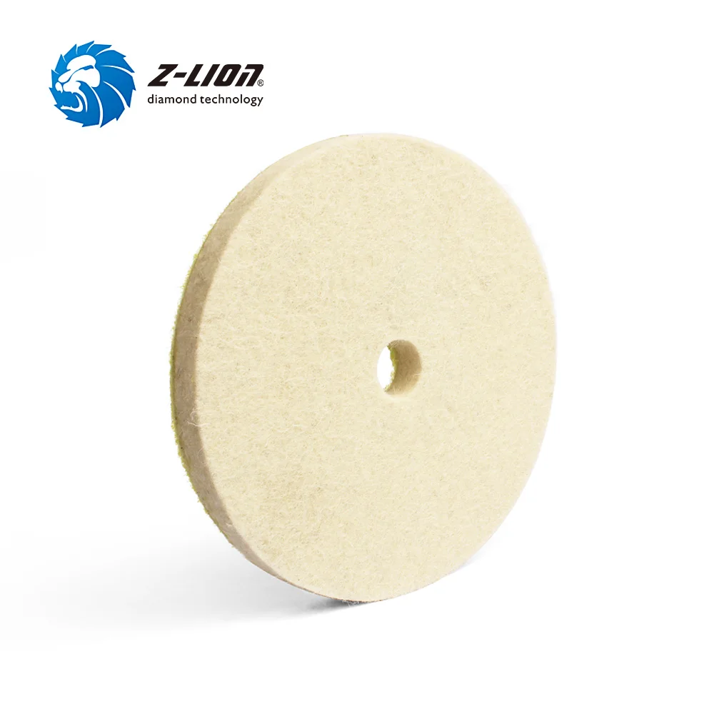 Z-LION 5 Inch Wool Felt Polishing Wheels 2pcs Fine Wool Polishing Buffing Pads Hook & Loop For Polisher Car Glass Metal Abrasive