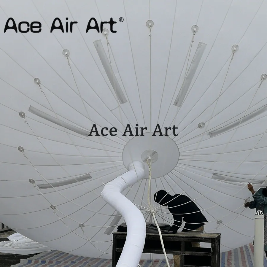 Bola redonda suspensa inflável de 4,5 m de diâmetro, bola enorme de teto para decoração ao ar livre da Ace Air Art