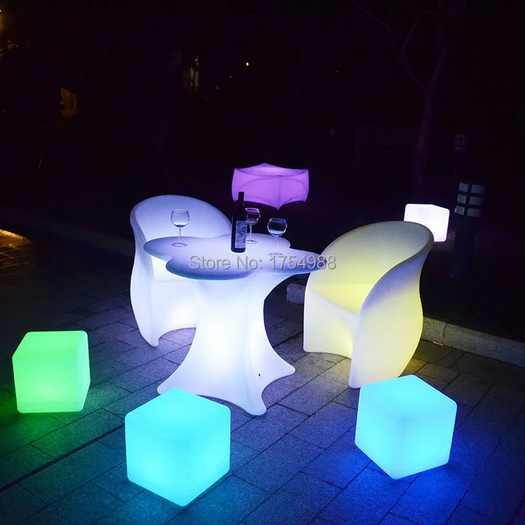 2015 free shipping 50cm LED cube chair for outdoor party/Led Glow Cube Stools Led Luminous Light Bar Stool Color Changeable