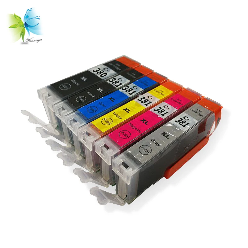 Winnerjet 5 Sets 6 Colors Compatible BCI-380 XL Ink Cartridges for Canon PIXMA TS8130 Printers