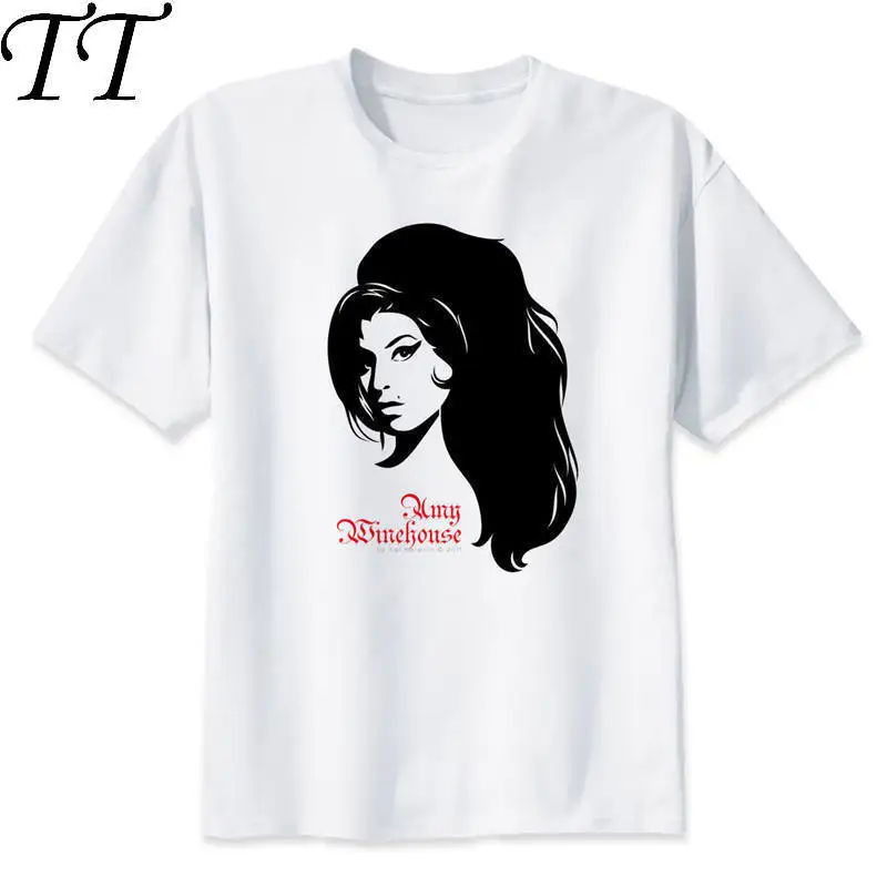 amy winehouse  t shirt men Summer print T Shirt boy male with white color Fashion Top Tees M8002