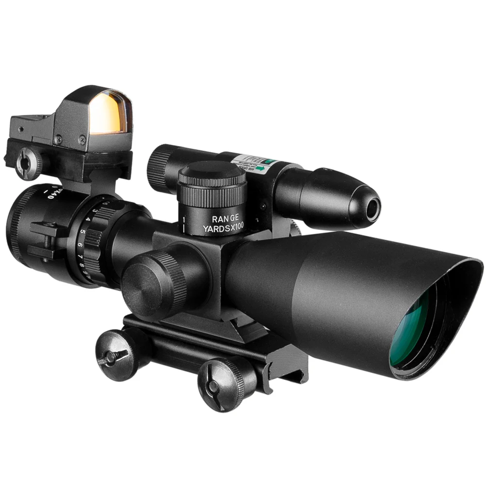 Imagem -04 - Tactical Rifle Scope Laser Verde Iluminado Airsoft Riflescope Sight Mais Holográfico Red Dot Sight Combinação Terno 2.510x40