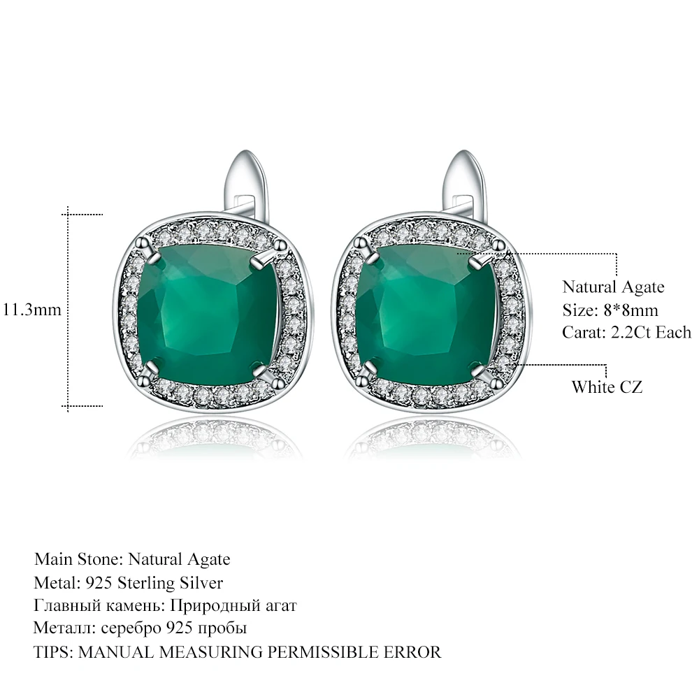 Gem\'s Ballet 2.2ct Green Agate Clip Earrings 925 sterling silver Vintage For Women Fine Jewelry Accessories Wedding Engagement