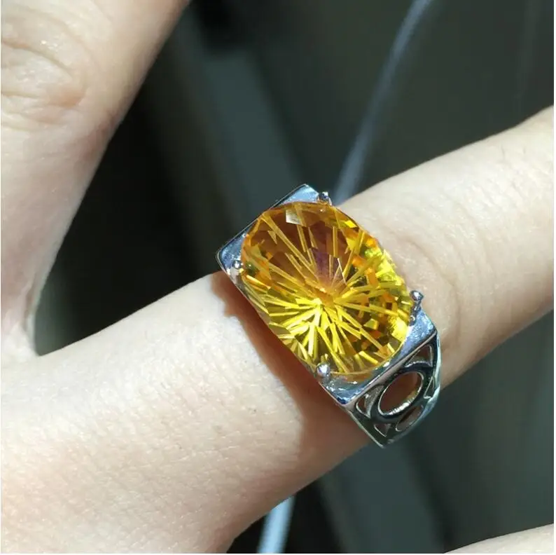 Men ring Citrine ring Natural real citrine 925 sterling silver Fine yellow crystal jewelry Handworked jewelry