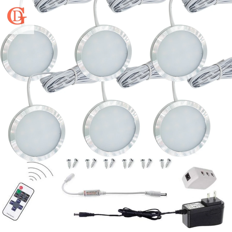 6pc per set LED Puck Light 12V 2.5W  LED Under Cabinet Lighting Wireless Remote Control LED Counter Light  LED Cabinet light