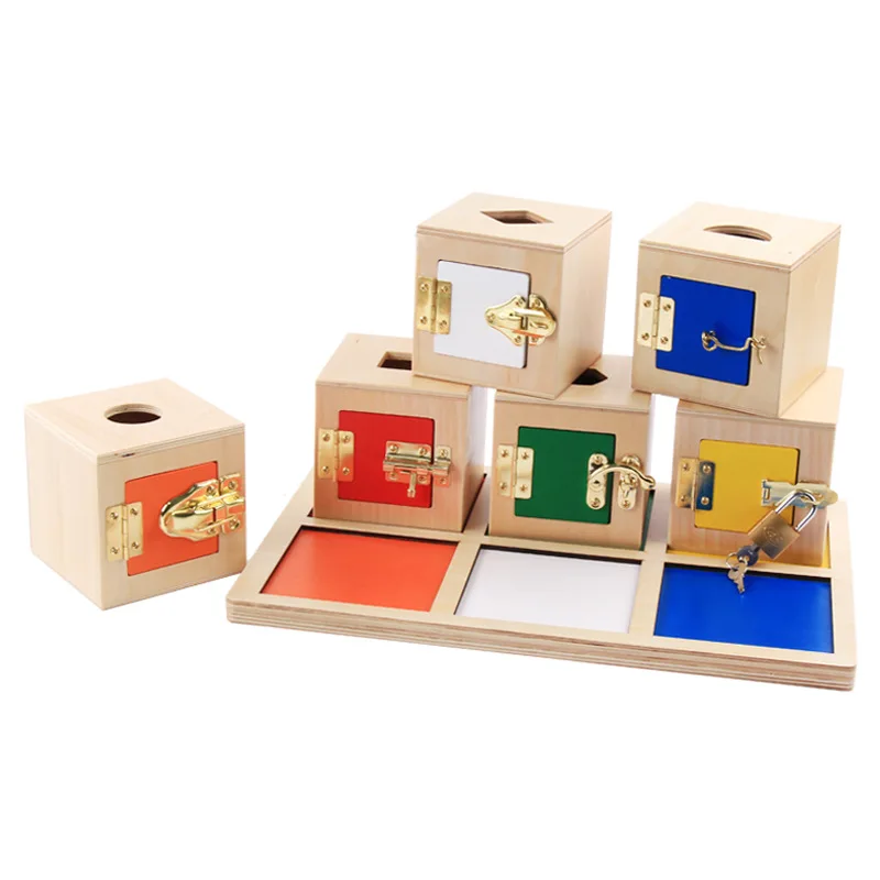 

Montessori Sensory teaching Baby multifunctional learning unlock box children's building blocks geometric shape pairing toys