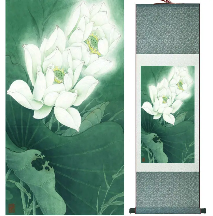 Lotus painting Water lily painting  Chinese wash painting home decoration painting Chinese traditional art panting  No.32415