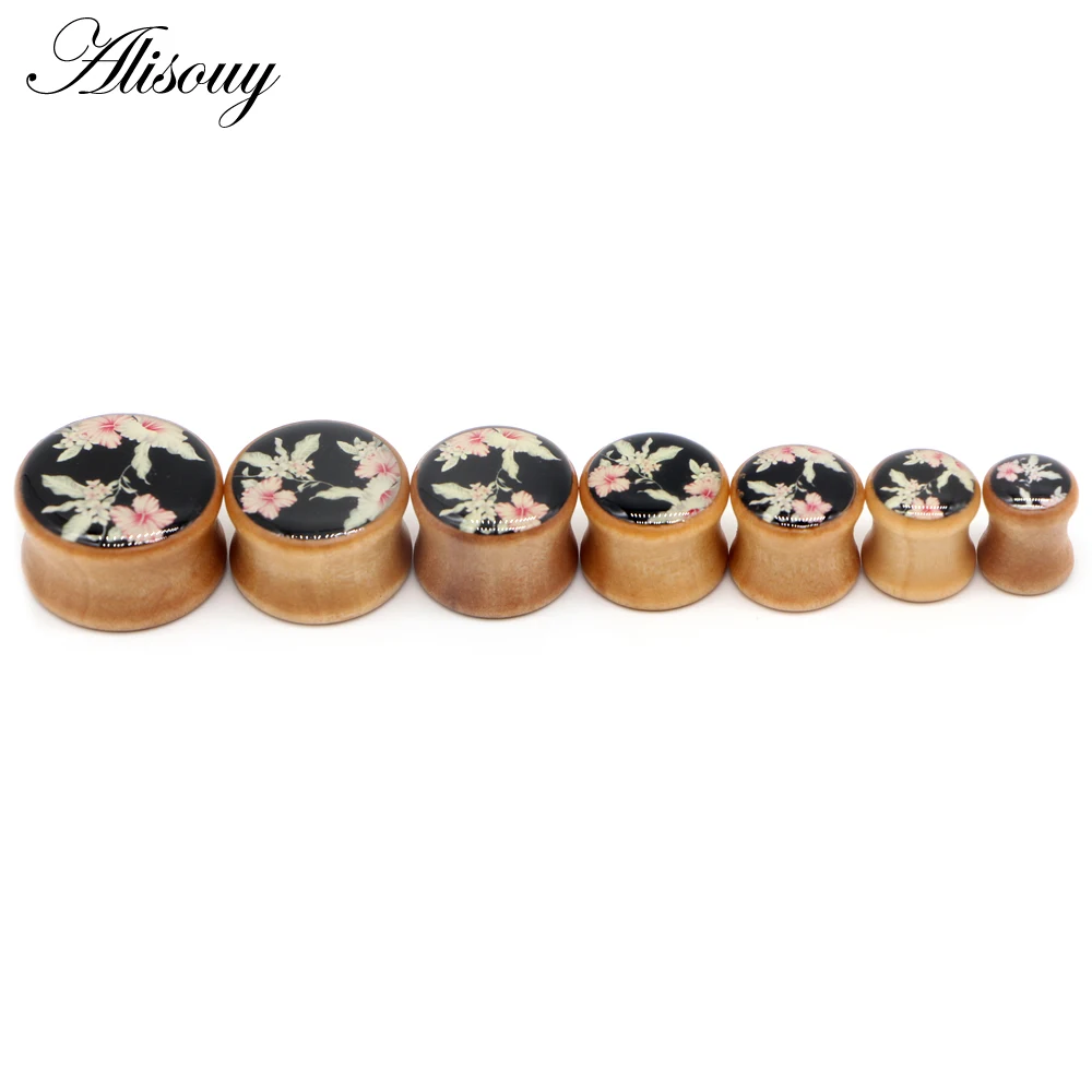 Alisouy 1pc Novel Natural Wood Ear Plugs Tunnels Jewelry Gauges 8-20mm Ear Tragus Expander Stretcher Body Piercing Jewelry