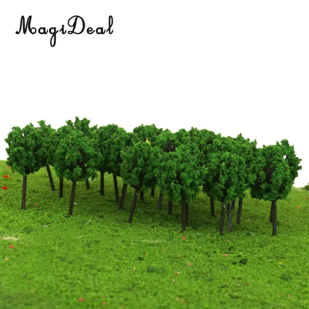 50Pcs 1/300 Scale 4cm Dark Green Model Trees Z Scale Train Street Park Countryside Model Building Scenery Landscape 4Colors
