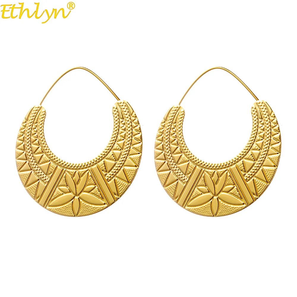 Ethlyn Ethiopian Dangle Earrings for Women Gold Color Drop Earrings Fashion Jewelry African/Eritrean Wedding Jewelry E194