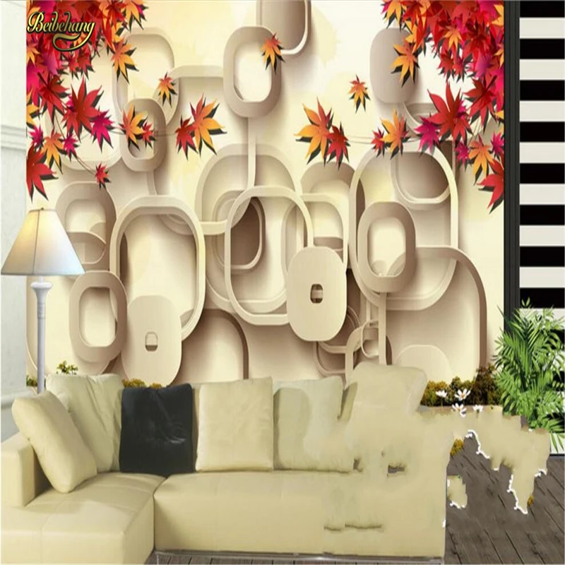 beibehang papel de parede Custom Photo 3d Wallpaper Mural Wall Stickers Living Room Maple Leaf 3D Effect TV Background Wall