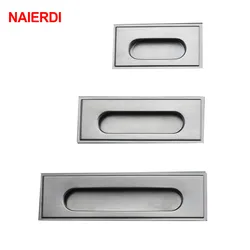 NAIERDI 96mm Cabinet Hidden Handles Stainless Steel Invisible Handle Circle Drawer Wardrobe Knobs With Screws Furniture Hardware