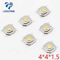 100 Stk/partij Smd 4*4*1.5Mm 4X4X1.5MM Tactile Tact Push Button Micro Schakelaar Momentary