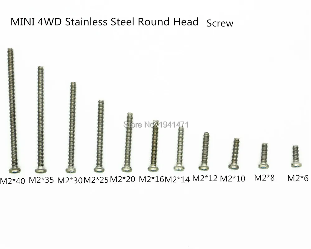 Free Shipping 70Pcs Screws with Nuts Mini 4wd M2 Stainless Steel Round Head Screws Self-made Parts For Tamiya MINI 4WD