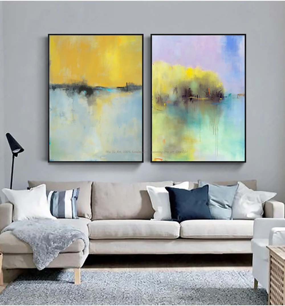 wall painting living room 2 panel Oil painting on canvas handmade Modern abstract dinning room cuadros pared decorativas art