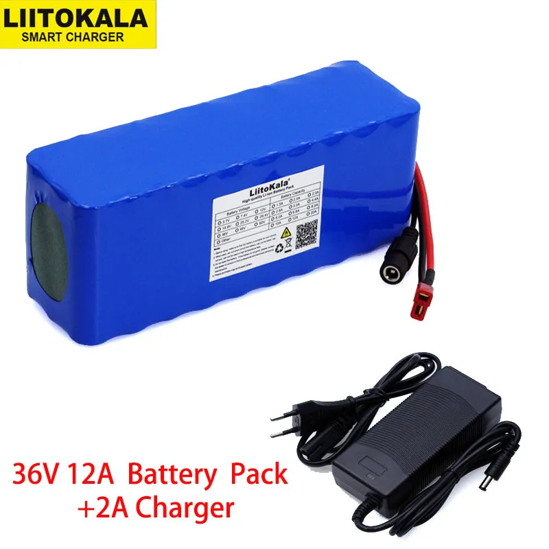 

Liitokala 36V 12Ah 18650 Lithium Battery pack High Power 12000mAh Motorcycle Electric Car Bicycle Scooter with BMS+ 2A Charger