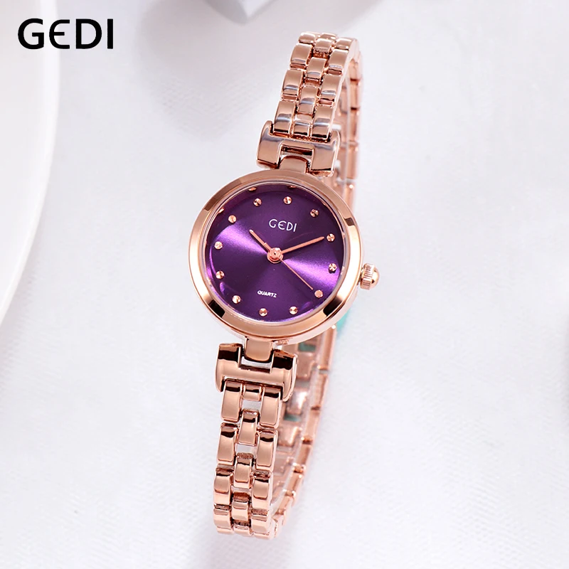 

GEDI Women Dress Watches Luxury Brand Ladies Quartz Watch Stainless Steel Band Casual Rosegold Women's Wristwatch reloj mujer