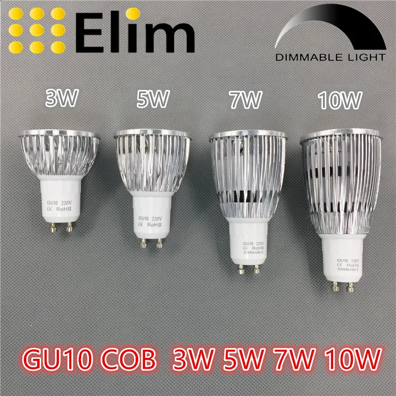 4pcs/Lot LED Bulb LED GU10 COB MR16 Dimmable 2700K 3000K Warm White 3W 5W 7W 10W Spotlight Replace Halogen Energy Saving Lamp