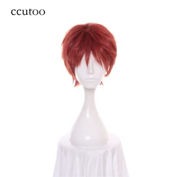 Ccutoo 30cm Fate/Stay Night Emiya Shirou breve soffice a strati rosso arancione parrucca Cosplay capelli sintetici fibra di resistenza al calore