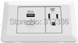 Free Shipping USA type  three Holes socket  125V 60Hz 15A  ONE USB DC 5V 1000mA   white panel wall Socket japanese style