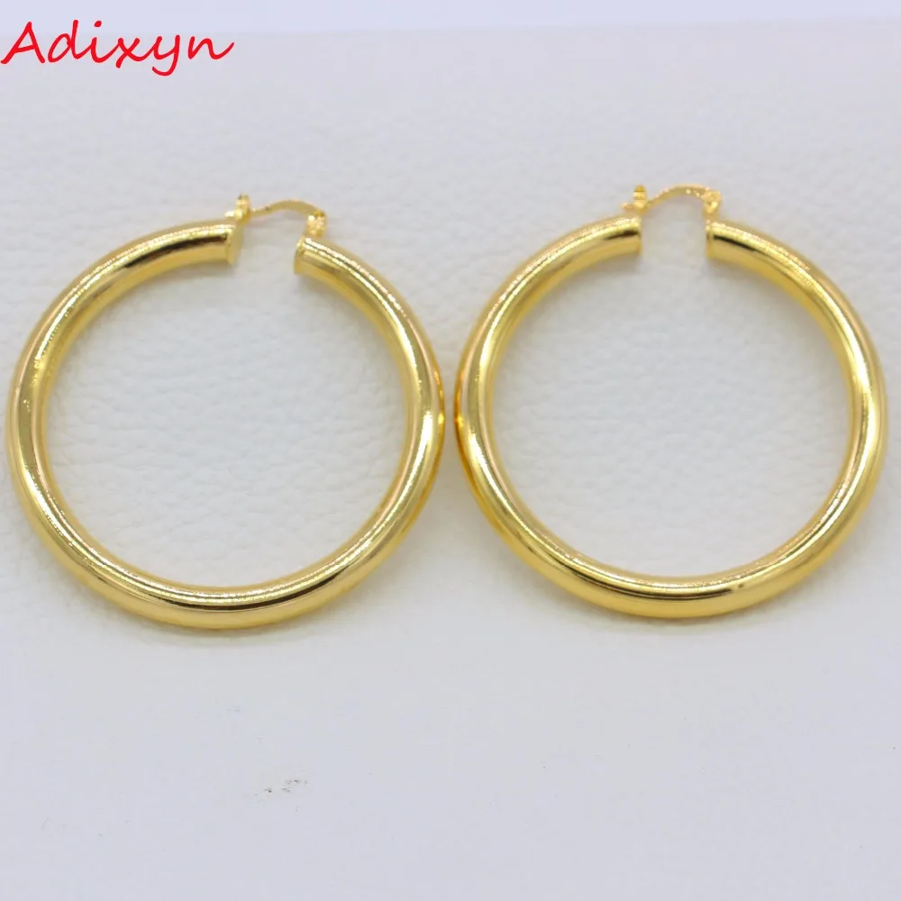 Adixyn African Hoop Earrings for Women Gold Color/Copper Round Earring Ethiopian Jewelry/Nigeria/Congo/Arab Gifts N01091