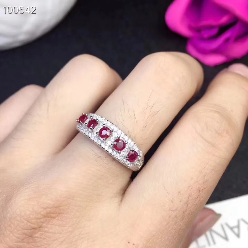 Natural ruby ring Free shipping Natural and real ruby 925 sterling silver 3mm 5pcs gemstone