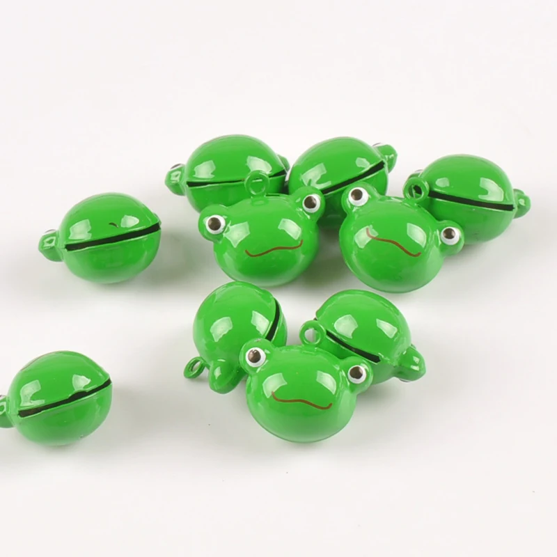 5pcs Frog Charms Cartoon Jingle Bells Christmas Decoration Gift Wholesale for Wind Bell making 21x19mm YKL0698X