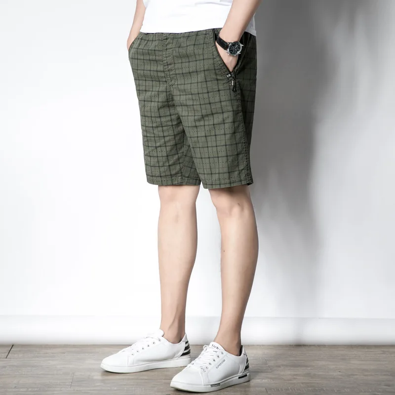 Oversized Men\'s Casual Shorts Summer Pure Cotton Plus Size Plaid Home Shorts Male Beach Shorts Men Clothing 5XL AF8993