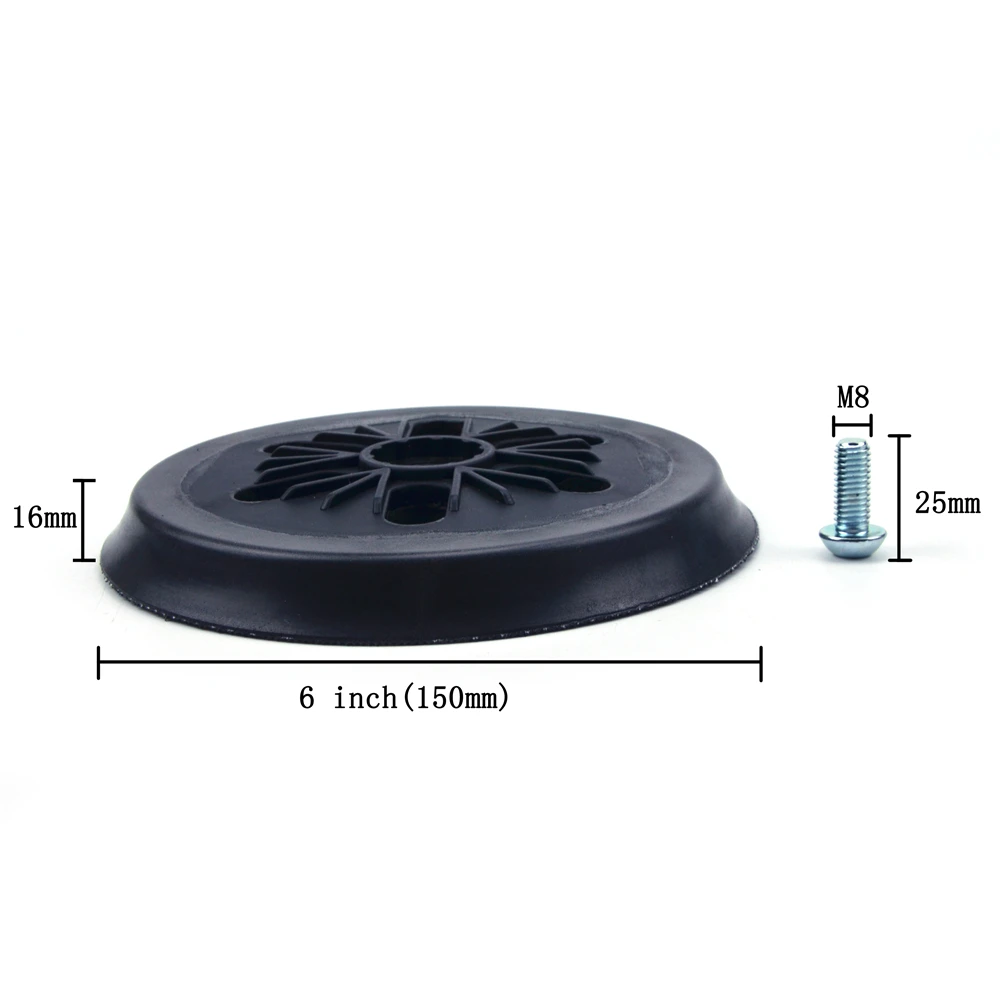 POLIWELL 6 inch 150mm 6 Holes Hook and Loop M8 Backing Pads Sanding Disc Back Plate for Electric Grinder Power Tools Accessories