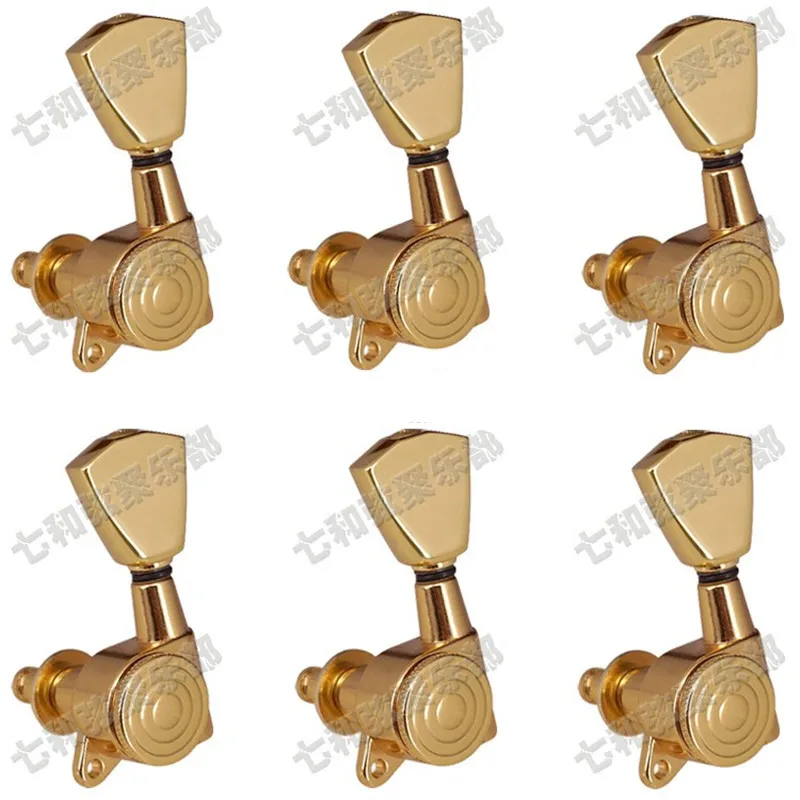 Ein Set mit 6 Stück goldfarbenen, verriegelbaren Gitarren-Stimmwirbeln, Stimmmechaniken für akustische und elektrische Gitarren, Zubehörteile. – Detail 15