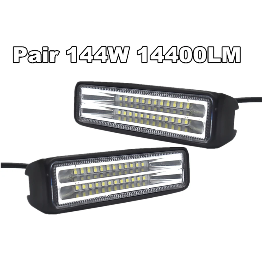 2pcs LED Work Light Lamp 144W 14400LM Waterproof 12V For Boat Truck Driving ATV UTE 4WD SUV