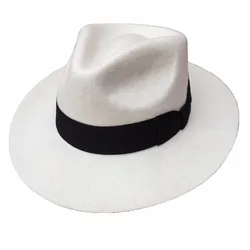 Classic Wool Felt Gangster Gentleman White Fedora Hat For Men 1920's Party