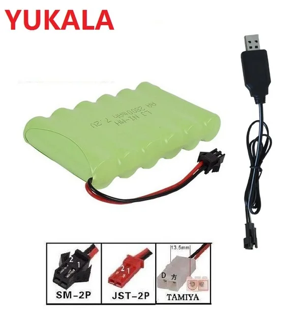 

7.2v 2800mah NI-MH rechargeable AA Battery upgrade Battery +usb charger JST/TAMIYA/SM-2P plus for RC car ship robot RC truck