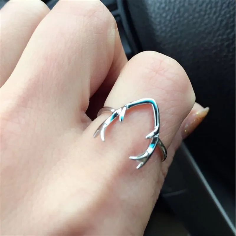 925 Sterling Sliver Antler Ring Animal Jewelry Fashion Deer Antler Ring Fashion Jewelry For Girls Women US Top Sale Antler Rings